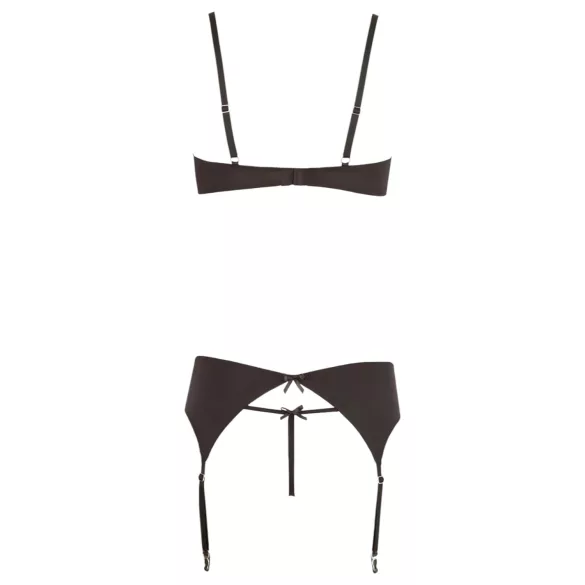 Abierta Fina - conjunto de lingerie com pedra brilhante (preto) - 80C/M