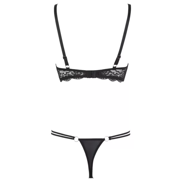Cottelli - sutiã com tiras e argolas - tanga - preto