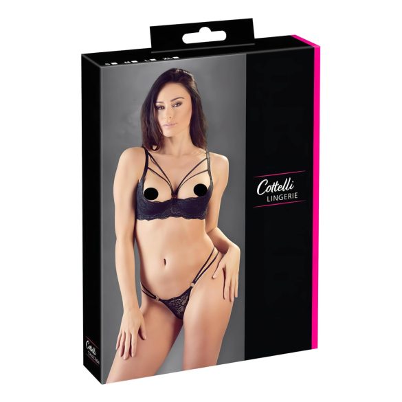 Cottelli - elevador de seios com argolas e tanga (preto) - 85C/L