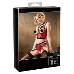   Abierta Fina - conjunto de suporte para seios com anéis (vermelho)