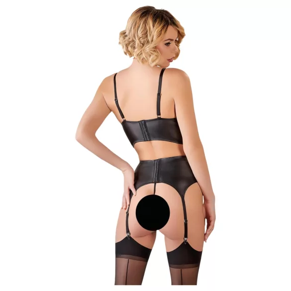 Abierta Fina - conjunto lingerie strappy renda - preto