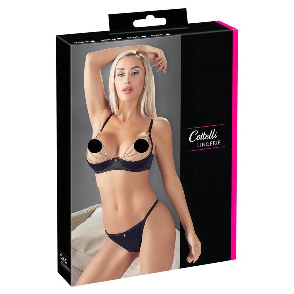Cottelli - Conjunto de Satin com Corrente e Strass (Preto) - 80B/M