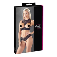 Cottelli - conjunto lingerie com soutien aberto - preto