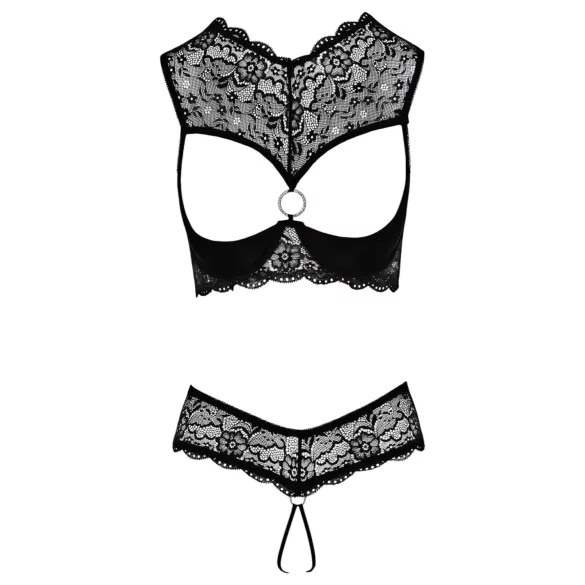 Cottelli - conjunto lingerie com soutien aberto - preto - 85B/L