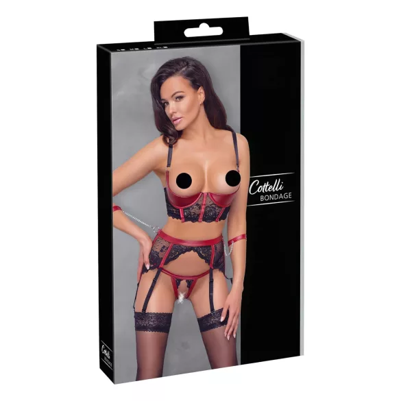 Cottelli Bondage - conjunto lingerie renda fosca - vermelho