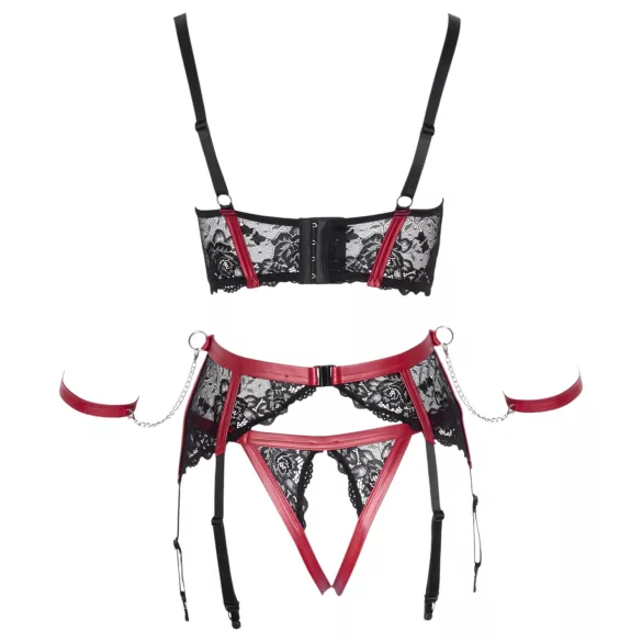 Cottelli Bondage - conjunto lingerie renda fosca - vermelho - XL