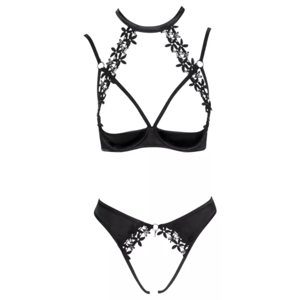 Cottelli - conjunto sutiã meia-taça com renda e choker - preto - 80B/M