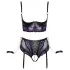 Cottelli Bondage - conjunto lingerie com algemas de braço - preto e roxo