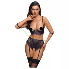   Cottelli Bondage - conjunto lingerie com algemas de braço - preto e roxo - M