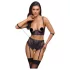 Cottelli Bondage - conjunto lingerie com algemas de braço - preto e roxo - M