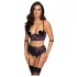 Cottelli Bondage - conjunto lingerie com algemas de braço - preto e roxo - L