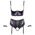 Cottelli Bondage - Conjunto de sutiã e algemas de braço (preto-roxo) - L