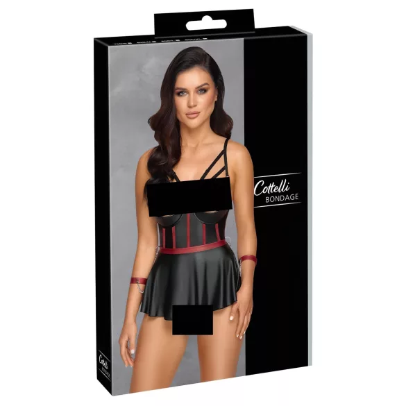 Cottelli Bondage - conjunto brilhante com algemas - preto - 80B/M