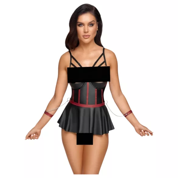 Cottelli Bondage - conjunto brilhante com algemas - preto - 85B/L