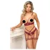 Abierta Fina - conjunto lingerie com suporte seios corrente - vermelho