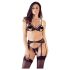 Cottelli - conjunto de lingerie rendada com abertura (preto) - XL