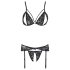 Cottelli - conjunto de lingerie rendada com abertura (preto) - XL