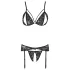 Cottelli - conjunto lingerie aberta rendada - preto - XL