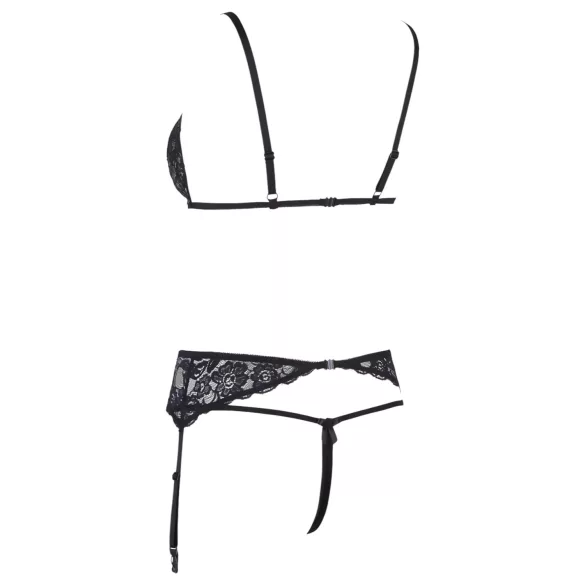 Cottelli - conjunto lingerie aberta rendada - preto - XL