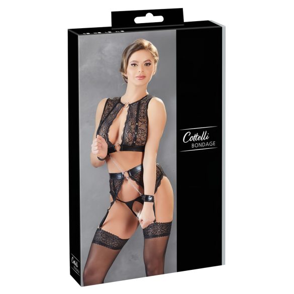 Cottelli Bondage - conjunto de lingerie rendada (4 peças)