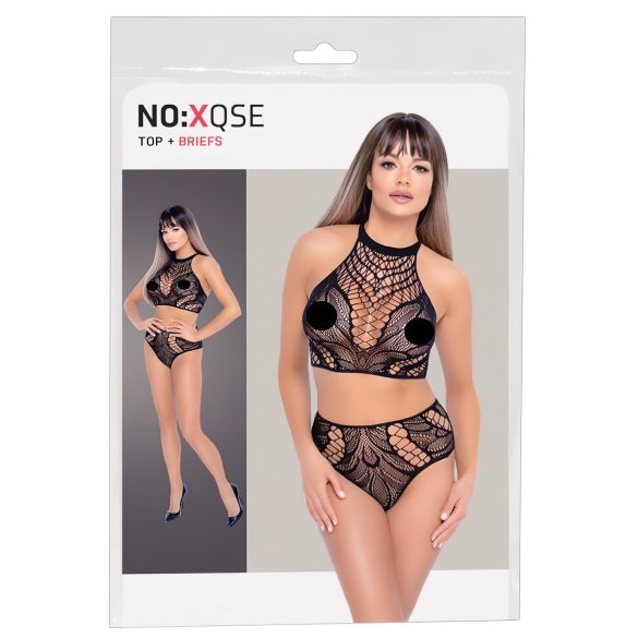 NO:XQSE - Conjunto de Renda em Duas Peças - Preto (S-L)