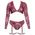 Cottelli Curves - conjunto lingerie plus size manga longa renda vermelho - 2XL