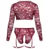 Cottelli Curves - conjunto lingerie plus size manga longa renda vermelho - 2XL