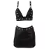 Cottelli - conjunto de top e minissaia de couro sintético (preto)