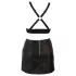 Cottelli - conjunto de top e minissaia de couro sintético (preto)