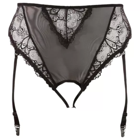 Cottelli Plus Size - espartilho rendado aberto para mulher (preto) - XXXXL