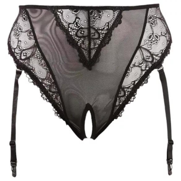 Cottelli Plus Size - espartilho rendado aberto para mulher (preto) - XXXXL