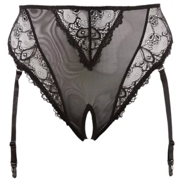 Cottelli Plus Size - espartilho rendado aberto para mulher (preto) - XXXXL