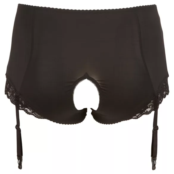 Cottelli Plus Size - Calcinha aberta com cinta-liga (preto)
