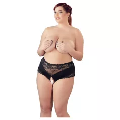   Cottelli Plus Size - calcinha aberta com renda e pérolas - preta - XL