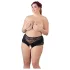 Cottelli Plus Size - calcinha aberta com renda e pérolas - preta - 3XL