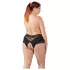 Cottelli Plus Size - calcinha aberta com renda e pérolas - preta - 3XL