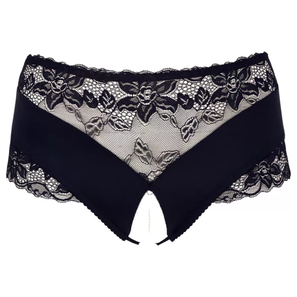 Cottelli Plus Size - calcinha aberta com renda e pérolas - preta - 3XL