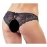 Cottelli - Calcinha negra aberta com laço e renda - XL