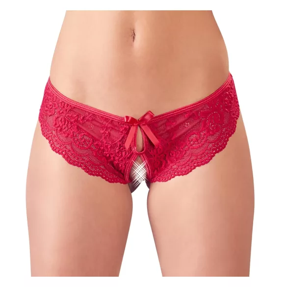 Cottelli - calcinha feminina aberta com laço - renda vermelha - M
