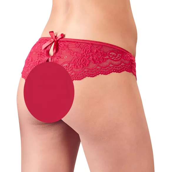 Cottelli - calcinha feminina aberta com laço - renda vermelha - M