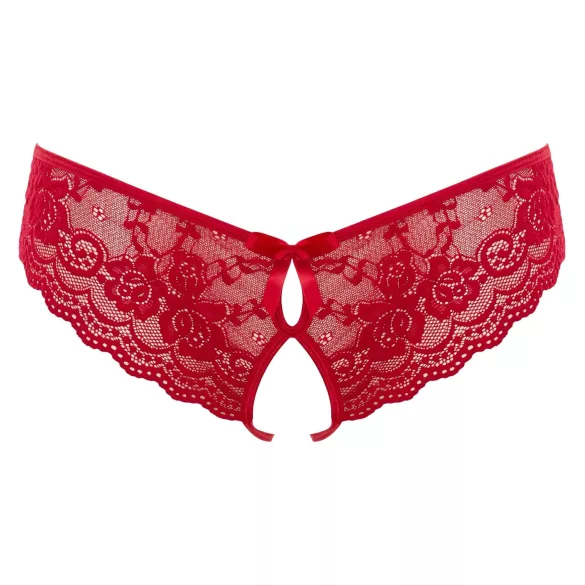 Cottelli - calcinha feminina aberta com laço - renda vermelha - M