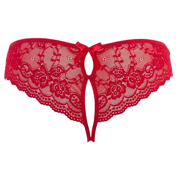 Cottelli - calcinha feminina aberta com laço - renda vermelha - M