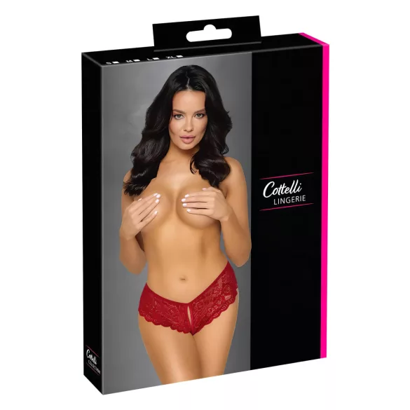 Cottelli - calcinha rendada aberta - vermelho - M