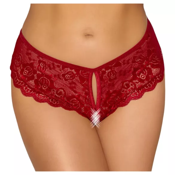 Cottelli - calcinha rendada aberta - vermelho - XL