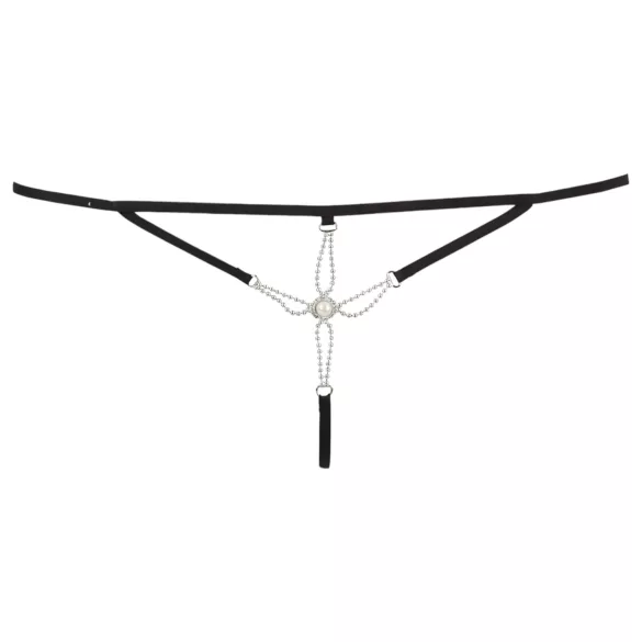 Cottelli - Tanga aberta feminina com strass - preto - M/L