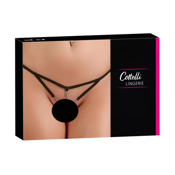 Cottelli - Tanga aberta feminina com strass - preto - M/L