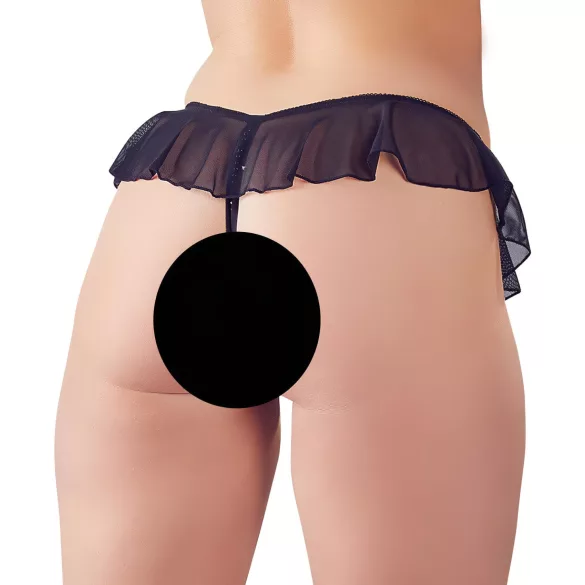 Cottelli - tanga aberta com pérolas e babados - preto