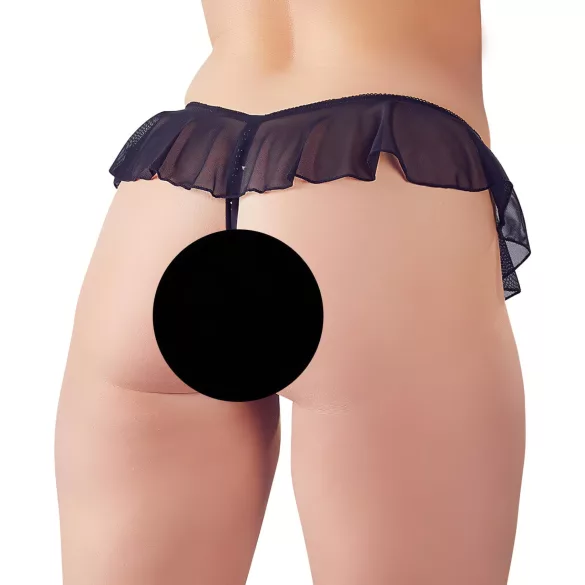 Cottelli - tanga aberta com pérolas e babados - preto - L
