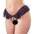 Cottelli - tanga preta com pérolas e detalhes abertos - L