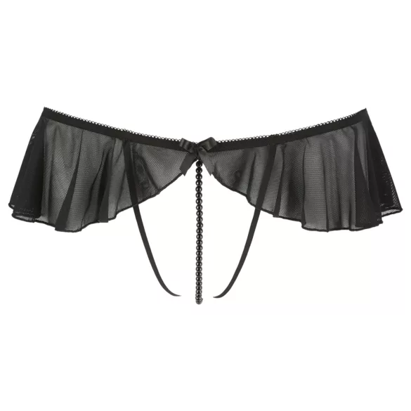 Cottelli - tanga aberta com pérolas e babados - preto - XL